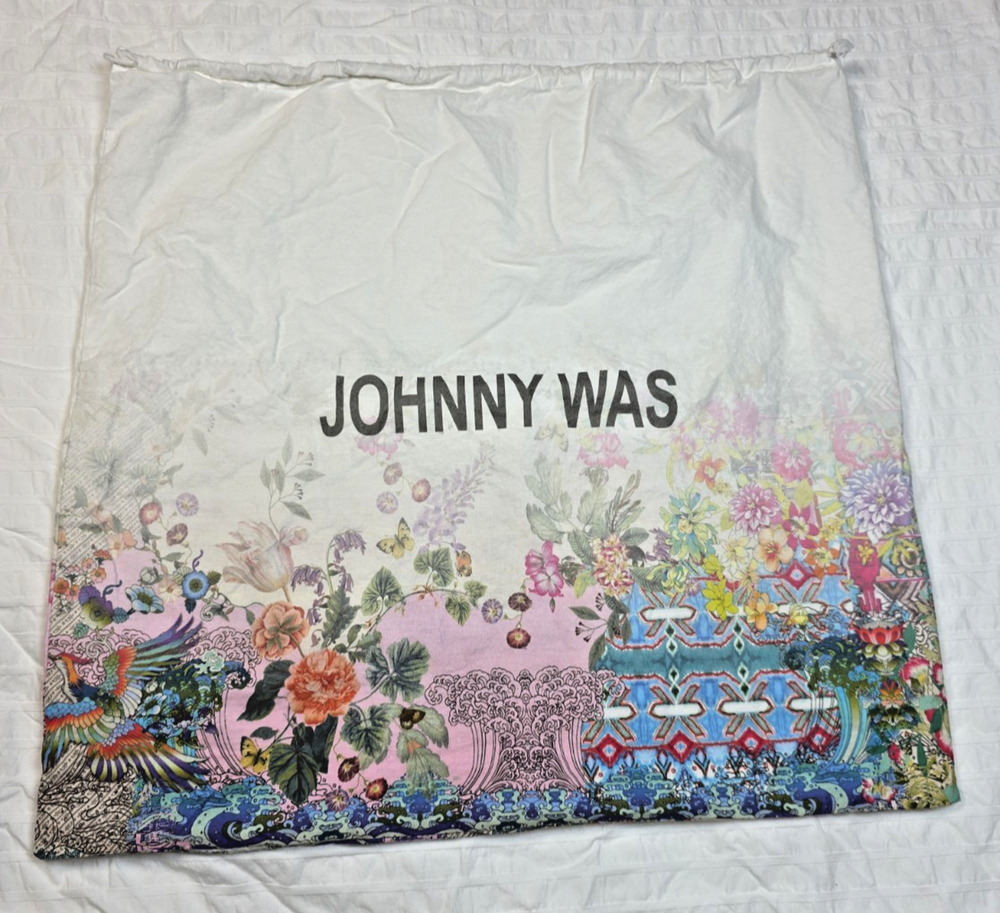 Johnny Was Floral Drawstring Dust Bag 20x20 Boho Travel Storage Pouch Bag